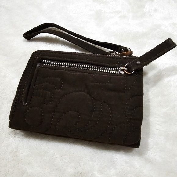 Vera Bradley Wallet – Brown Quilted Fabric Wristlet w/ Zip & Magnetic Closure - Picture 2 of 9